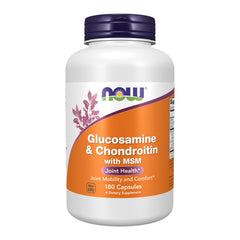 NOW Foods Glucosamine & Chondroitin with MSM bottle front suggests potential joint support