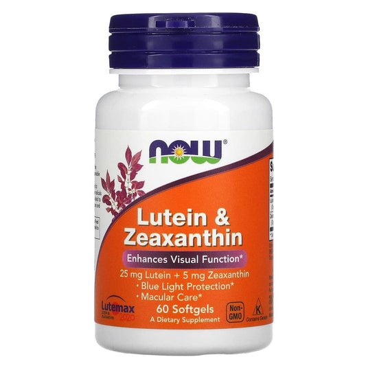 NOW Foods lutein zeaxanthin bottle ready for daily blue light protection