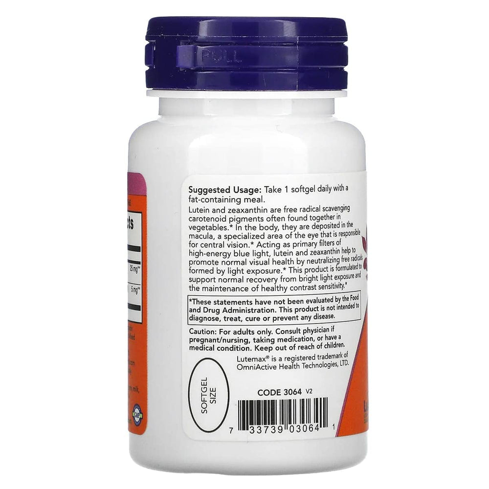 NOW Foods lutein zeaxanthin softgels provide convenient daily eye support