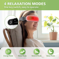 NOWWISH Eye Massager connected to Bluetooth for music during rest.