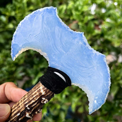 NSMJODStone Opal Obsidian in-hand craft shows resin handle charm.