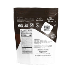 Spoon scoop of NuGo Plant Protein Powder showing 20 g protein.