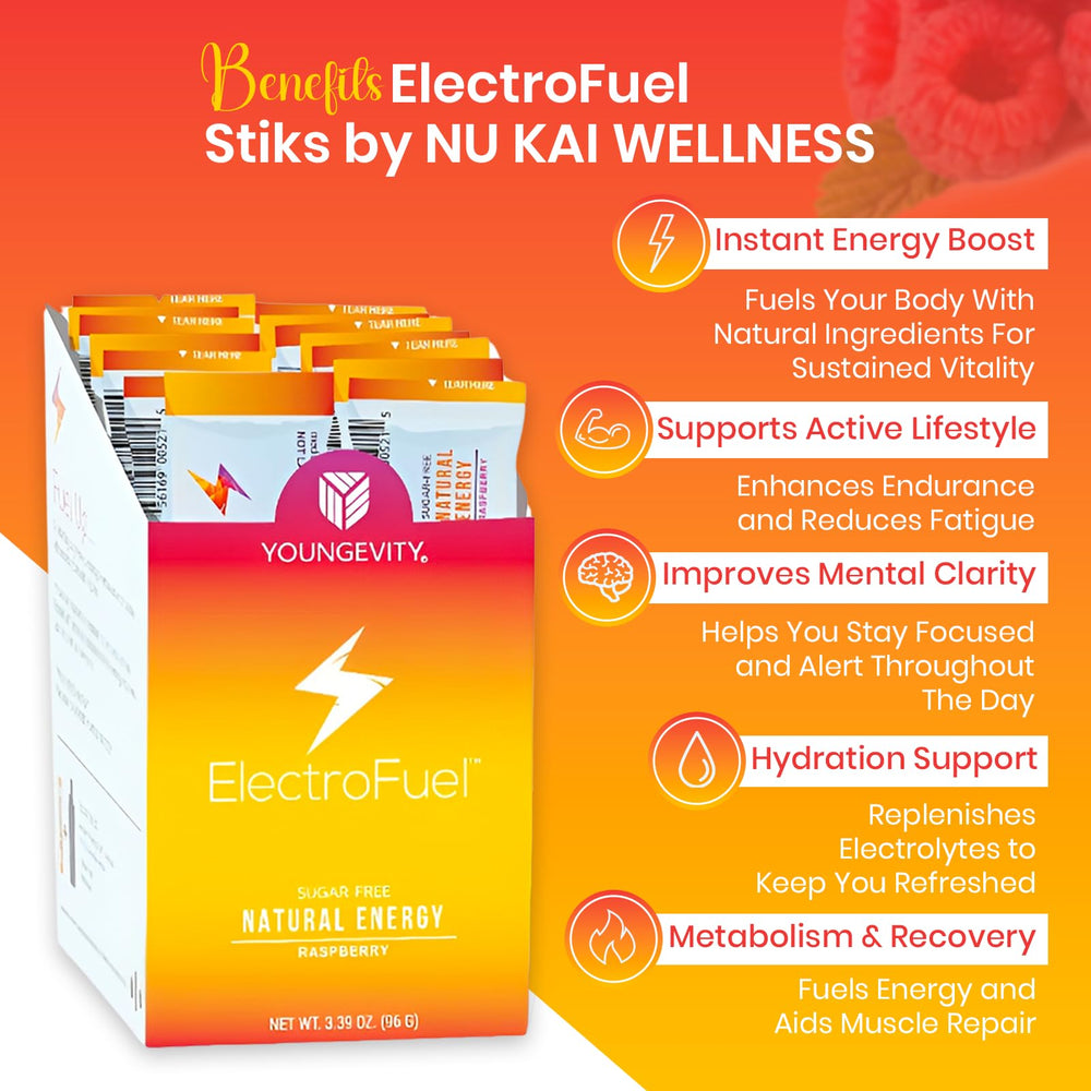 Raspberry-flavored Nu Kai Wellness sticks poured into a glass of water.