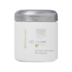 Nu Skin ageLOC R2 Night bottle promoting overnight renewal and energy support.