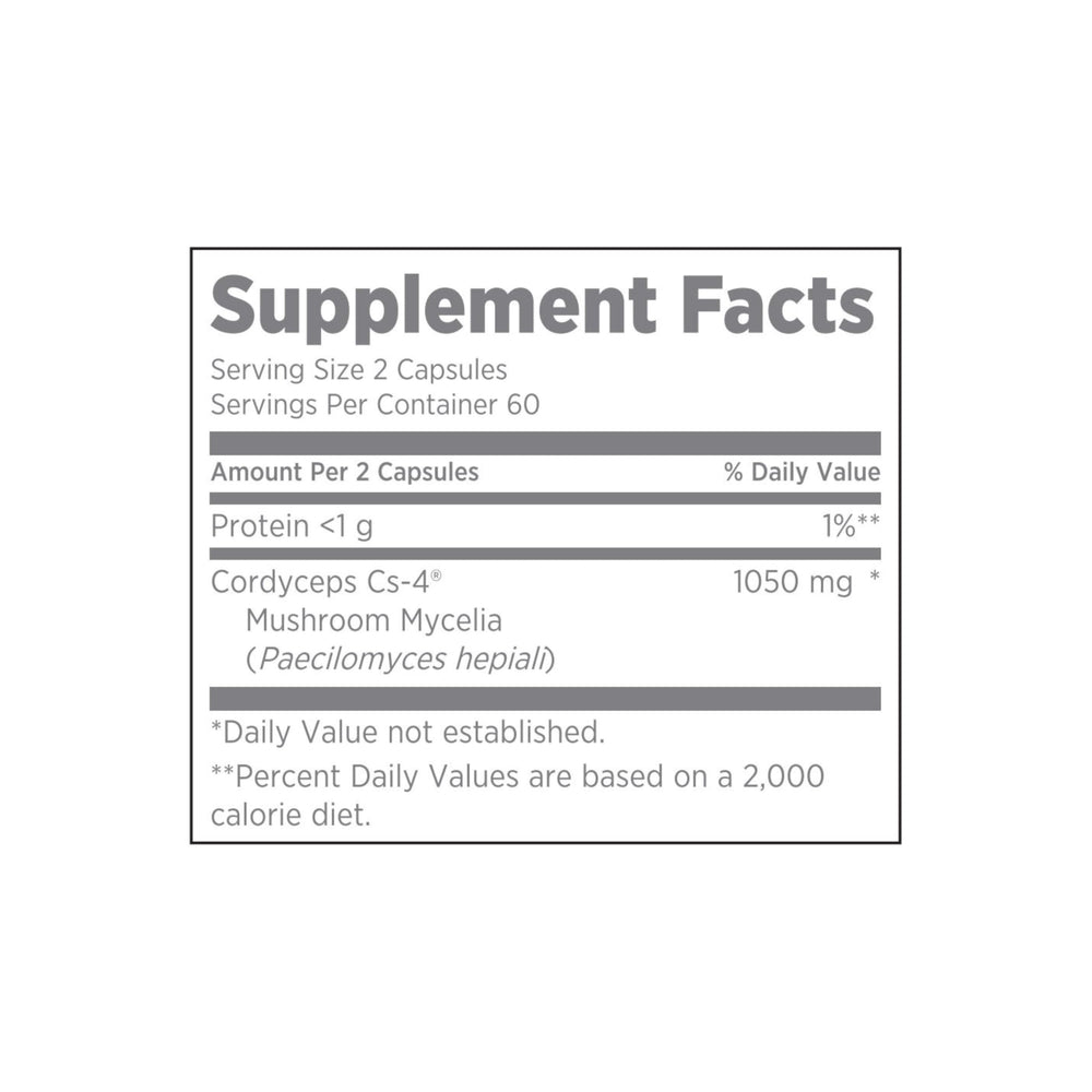 Close-up of CordyMax Cs-4 capsules for easy daily use.
