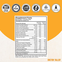 NuBest Doctor Taller Kids dosing spoon shown with chewables for convenient use.