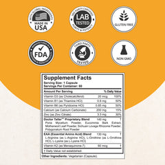 NuBest Doctor Taller label close-up highlighting D3 and K2 for calcium absorption.