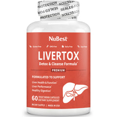 NuBest LiverTox bottle pour illustrating easy daily intake