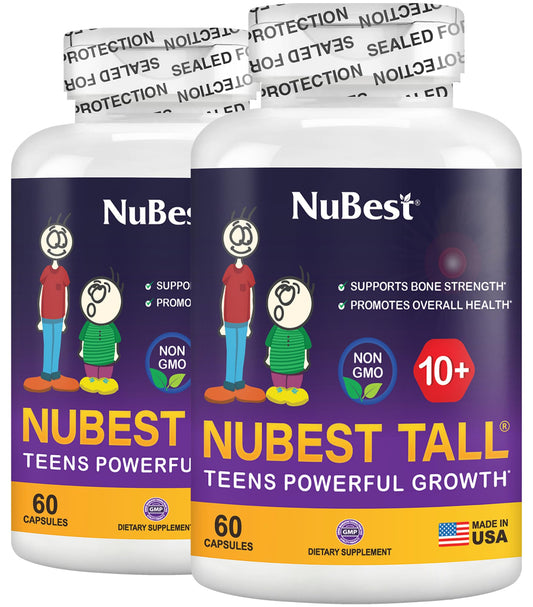 NuBest Tall 10+ bottle front shows label for daily bone-support nutrition