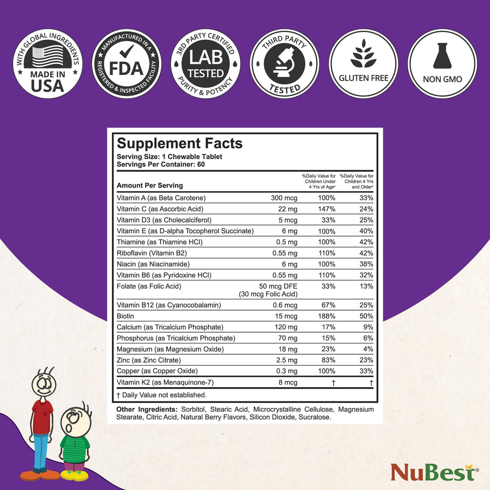 NuBest Tall Kids berry-flavored chewables ready for daily use by kids.
