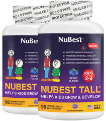NuBest Tall Kids bottle front view showing berry chewables for daily nutrition