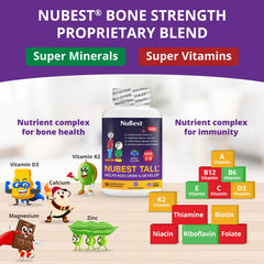 NuBest Tall Kids chewable berry tablets closeup showcasing kid-friendly nutrients.