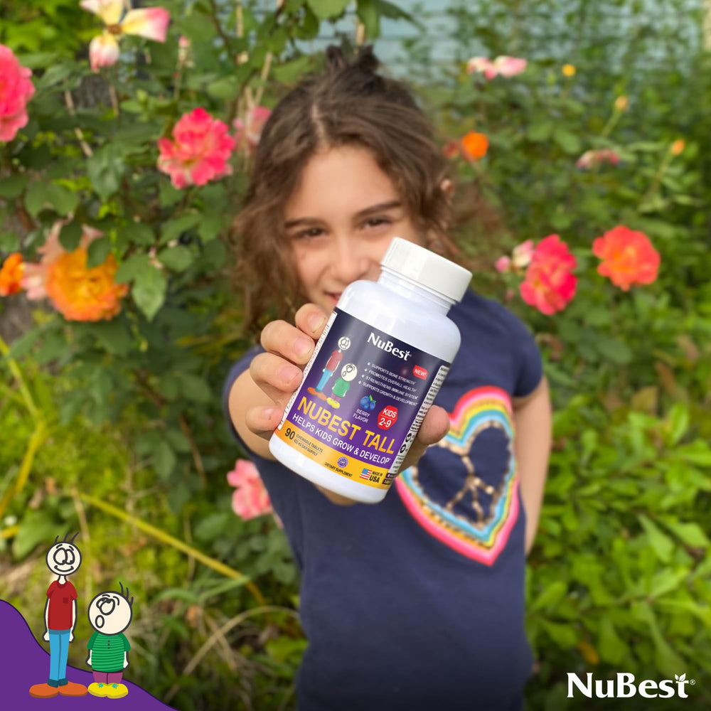 NuBest Tall Kids gluten-free and non-GMO claims on packaging.