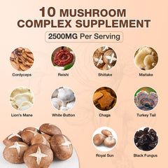 Nubetong Mushroom Gummies ingredients panel highlights a natural 10-mushroom blend