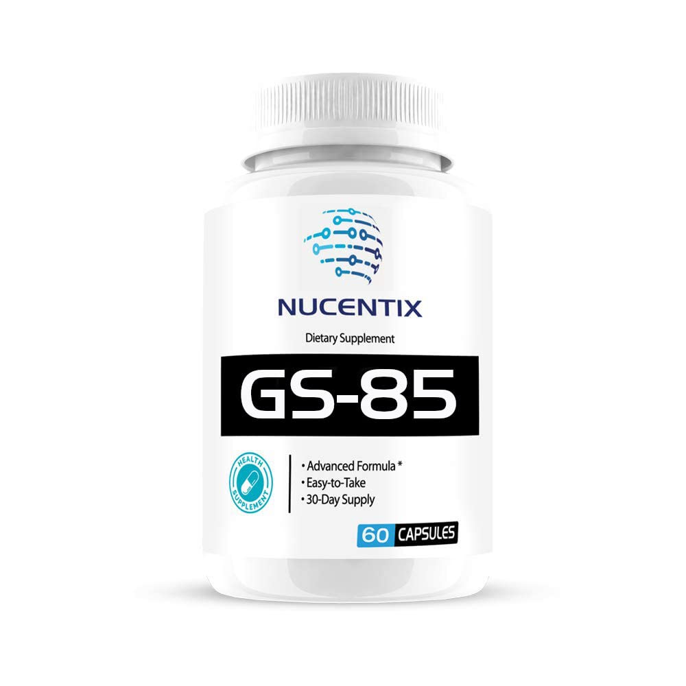 Nucentix GS-85 bottle front shows natural ingredients for daily vitality.