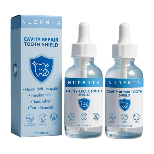 NUDENTA Odontic Repair bottle pour for convenient enamel protection.