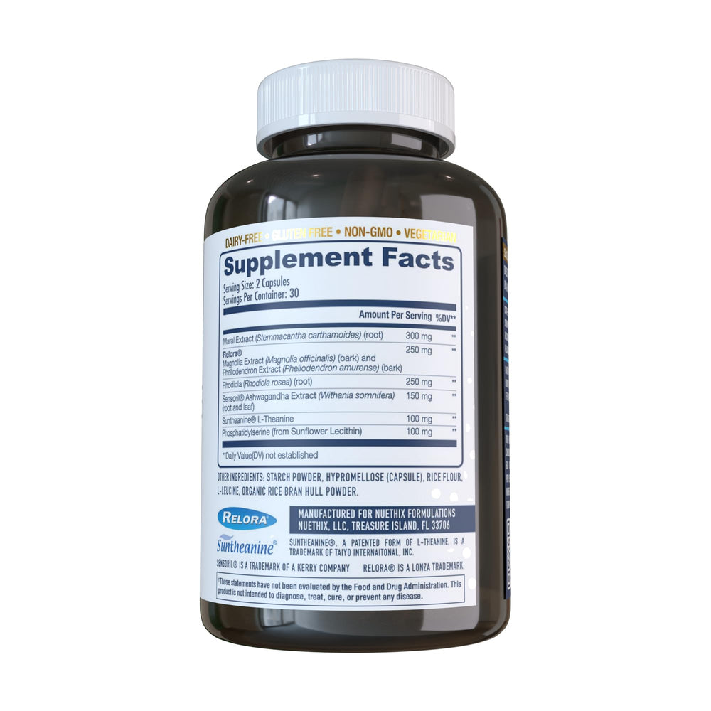 NuEthix Cort-Eaze bottle back label with supplement details for users