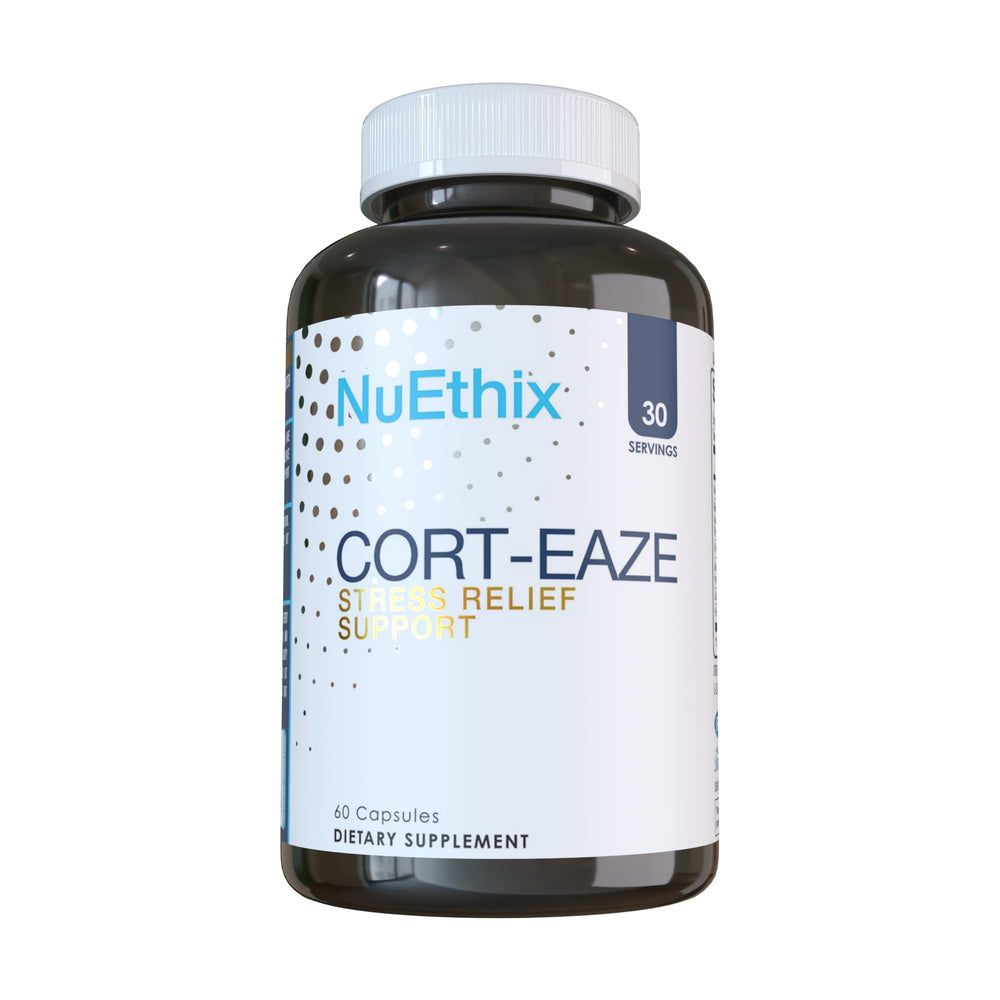 NuEthix Cort-Eaze bottle front highlighting calm focus and daily balance