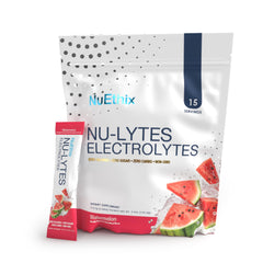 NuEthix NU-LYTES Watermelon powder packet being poured into water