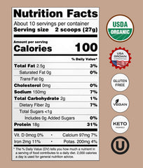 NUFYX Heavenly Protein ingredients highlight organic peas and natural enzymes