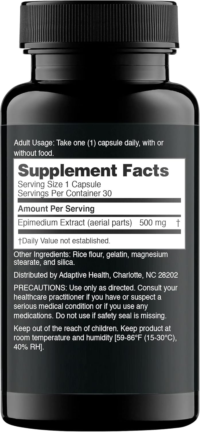 Closeup of Nugenix Essentials Horny Goat Weed capsules showing Epimedium extract