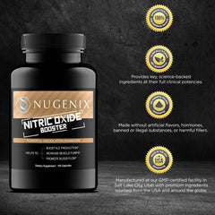 Nugenix Nitric Oxide Booster packaging on display conveys premium quality.