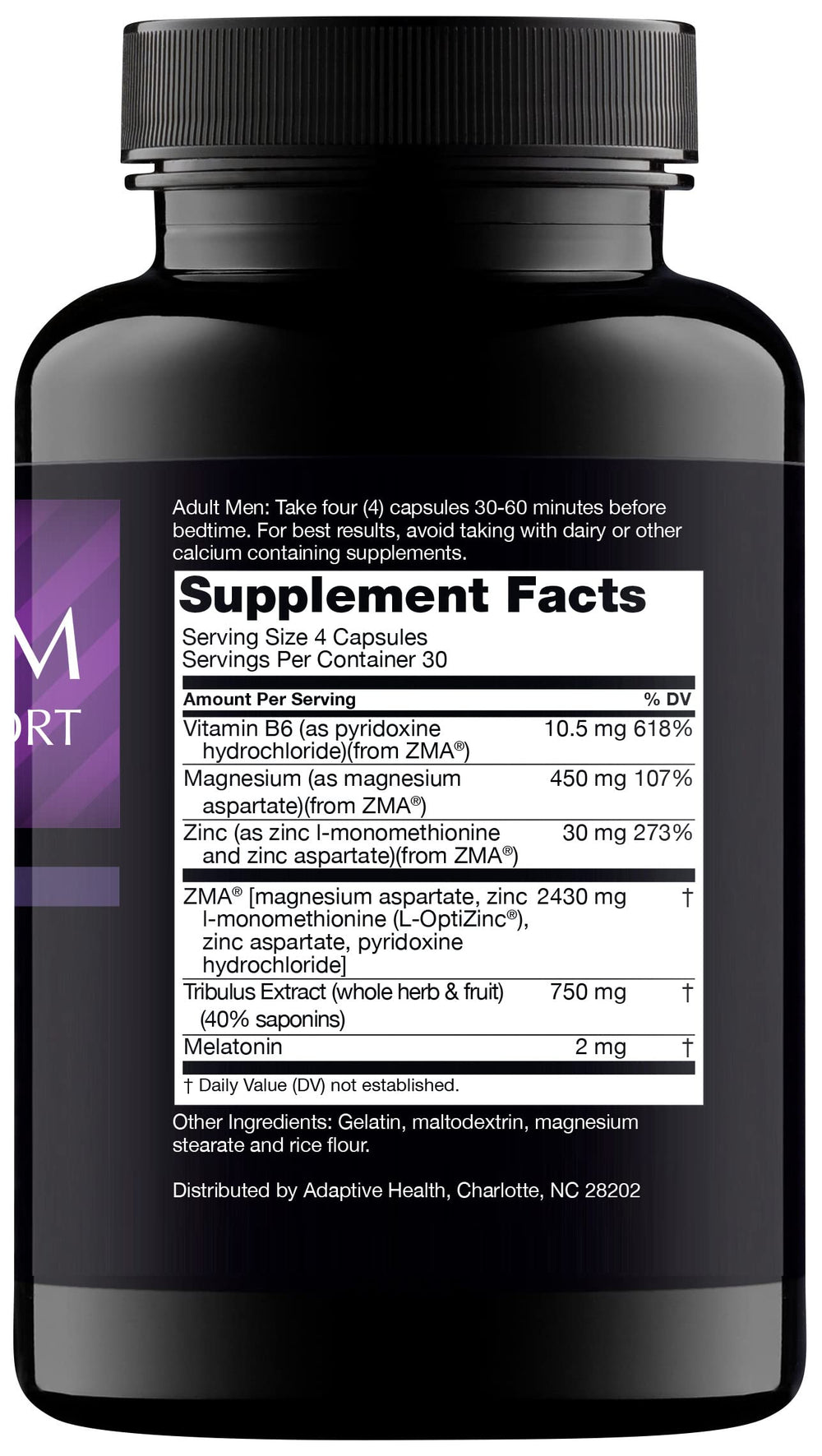 Nugenix PM ZMA pour over glass indicates simple nightly dosing for recovery