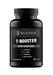 Nugenix T Booster bottle front view highlighting testosterone support
