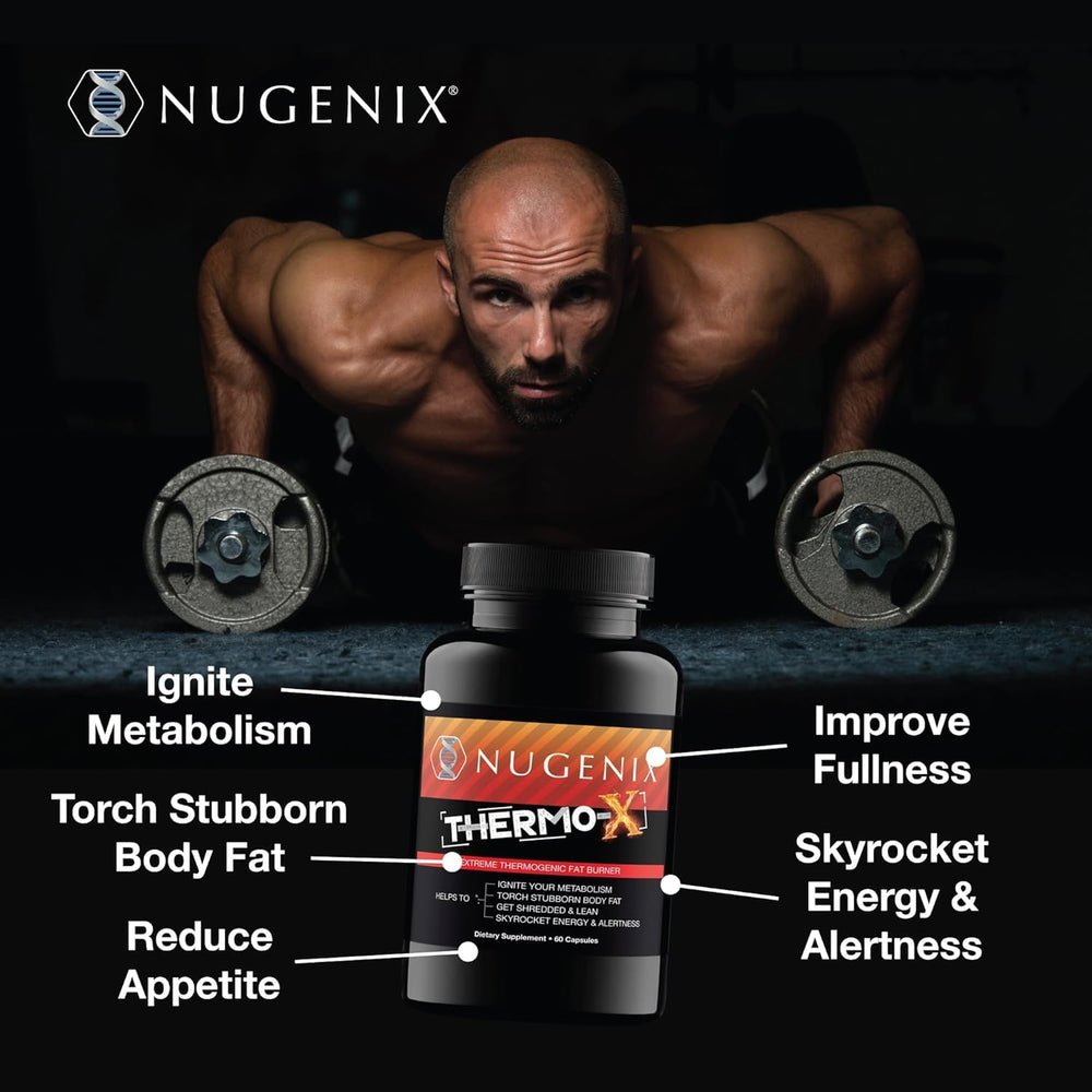 Nugenix Thermo-X label detail confirms GMO-free ingredients and allergen information.