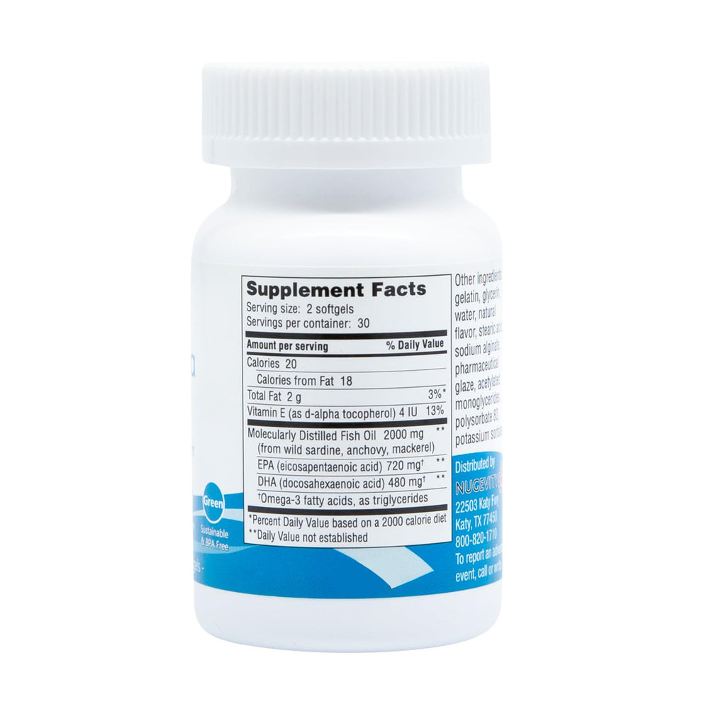 Nugevity Omega Max bottle indicating heart and joint support themes