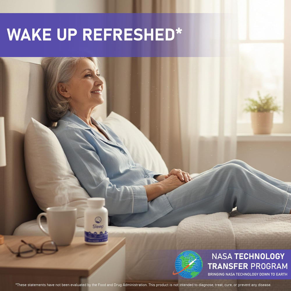 Nugevity Sleeping Aid ingredients closeup shows natural blends for calm sleep.