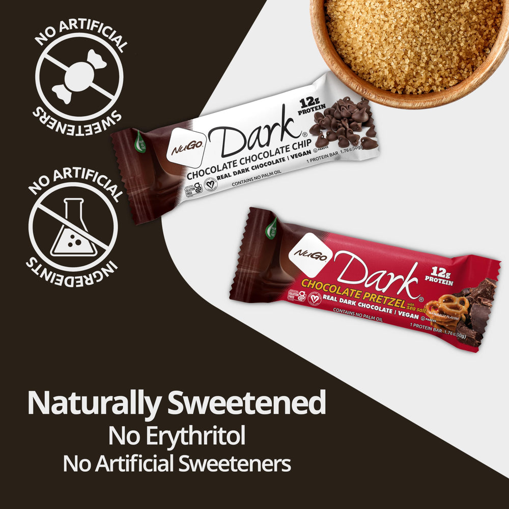 NuGo Dark gluten-free certification badge on pack
