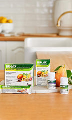 NULAX Fruit Laxative Block texture highlights chewy natural fruit bits for easy use.