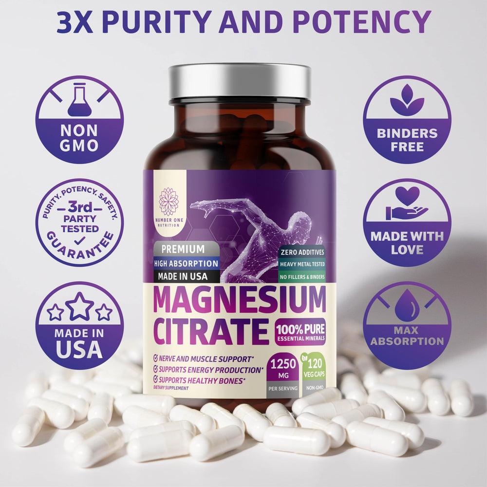 Product label highlights elemental magnesium and purity details