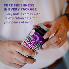 Bottle side view of Number One Nutrition magnesium citrate for shelf display
