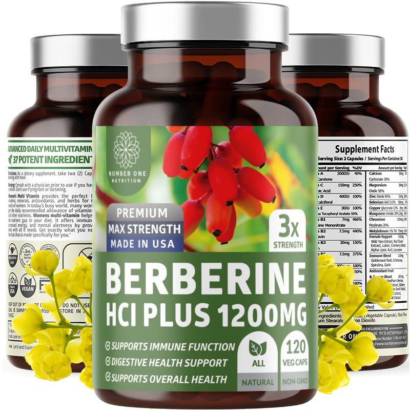 Number One Nutrition N1N Premium Berberine Plus bottle front view showing potency