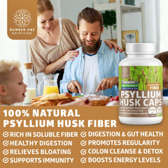 Lifestyle shot with Number One Nutrition capsules on a counter for wellness