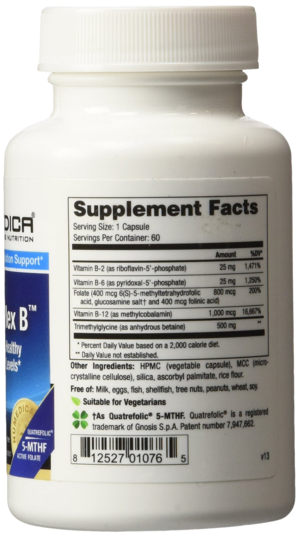 NuMedica Methyl-Plex B bottle label with ingredient highlights for clarity