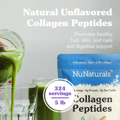 Measuring scoop of Nunaturals Collagen Peptides powder for accurate 1 tablespoon servings