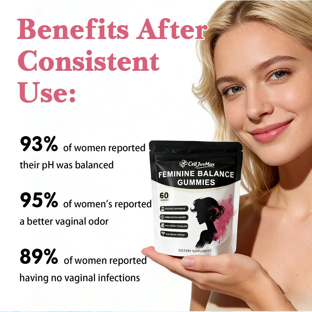 Nuora Balance probiotics-prebiotics blend illustration highlighting feminine wellness benefits.