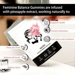 Nuora Feminine Balance Gummies with Vitamin C for immune support.