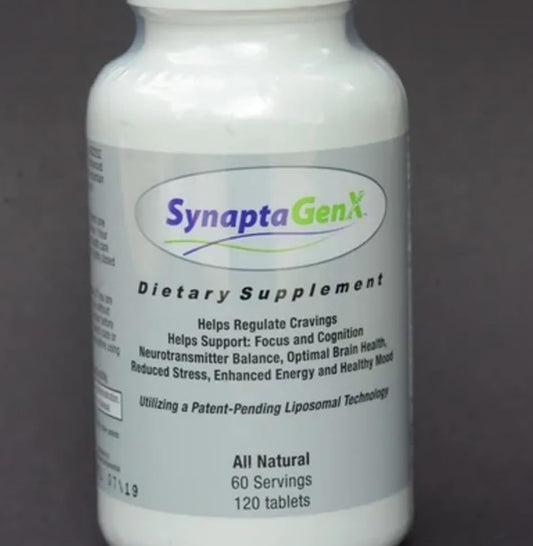 NuPathways SynaptaGenX bottle on a clean desk for daily brain support