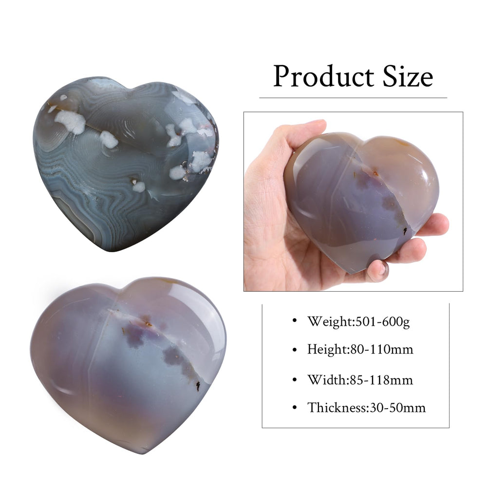 Nupuyai agate heart stone in hand highlighting tactile soothing for anxiety relief.