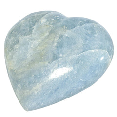 Nupuyai blue Celestite heart close up showing natural patterns for meditation calm