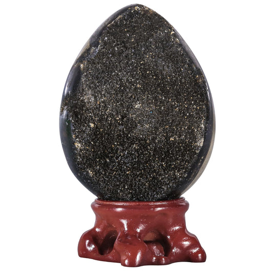 Nupuyai septarian dragon geode egg on resin stand for elegant desk display