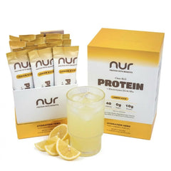 NUR Clear Whey bottle pours lemon kick for refreshing hydration after workouts