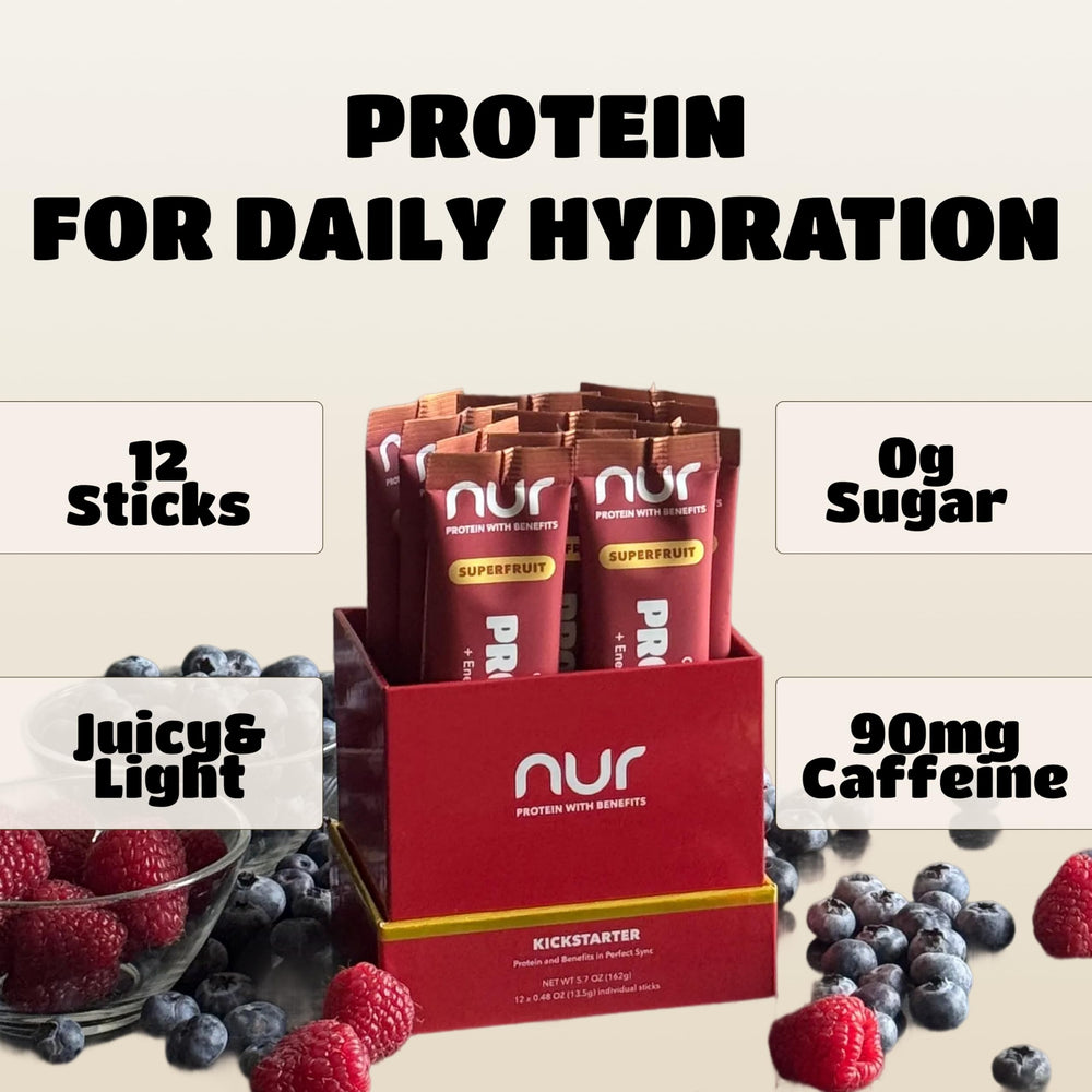NUR clear whey drink served in glass highlights easy hydration and clean nutrition.