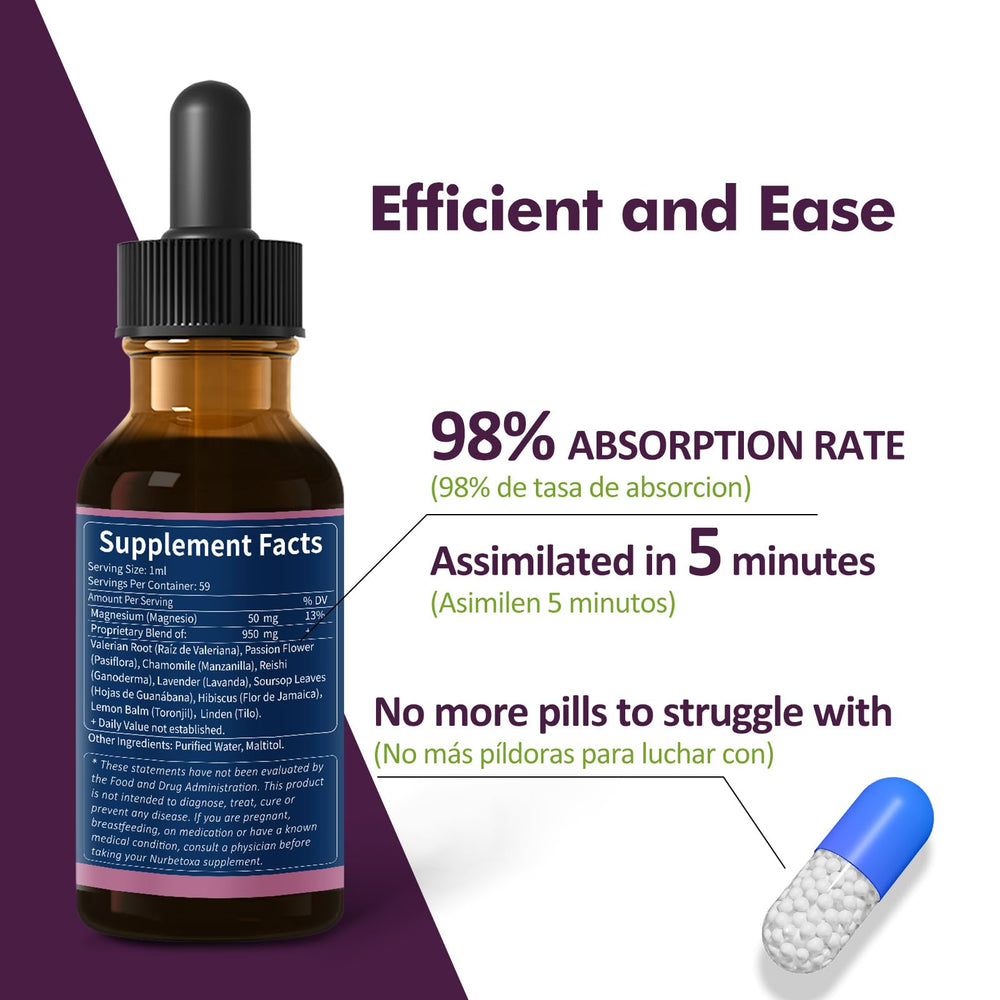 Nurbetoxa Drops added to water suggesting quick absorption and use.