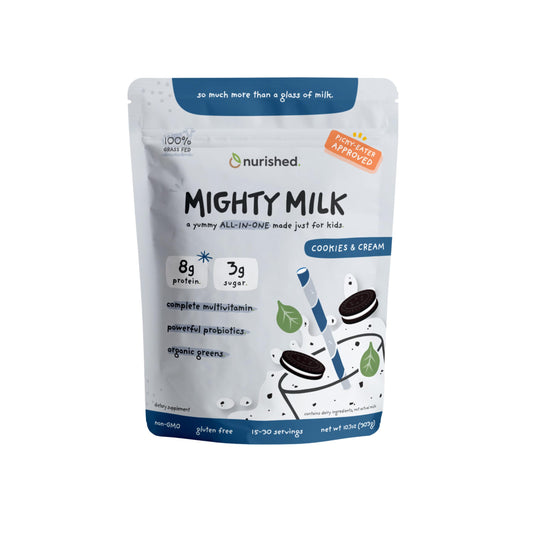 Nurished Cookies & Cream Mighty Milk bottle ready for daily nutrition