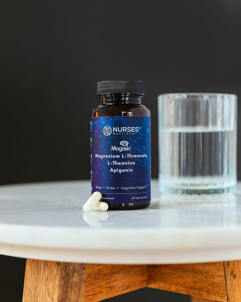 Nurses Nutrition Magnesium Sleep Stack made in USA badge conveys quality and safety.